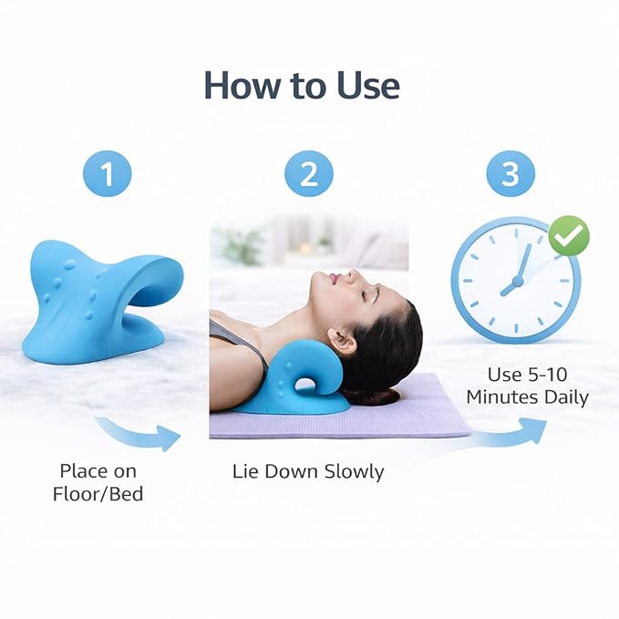 Cervical Neck Traction Pillow — in use