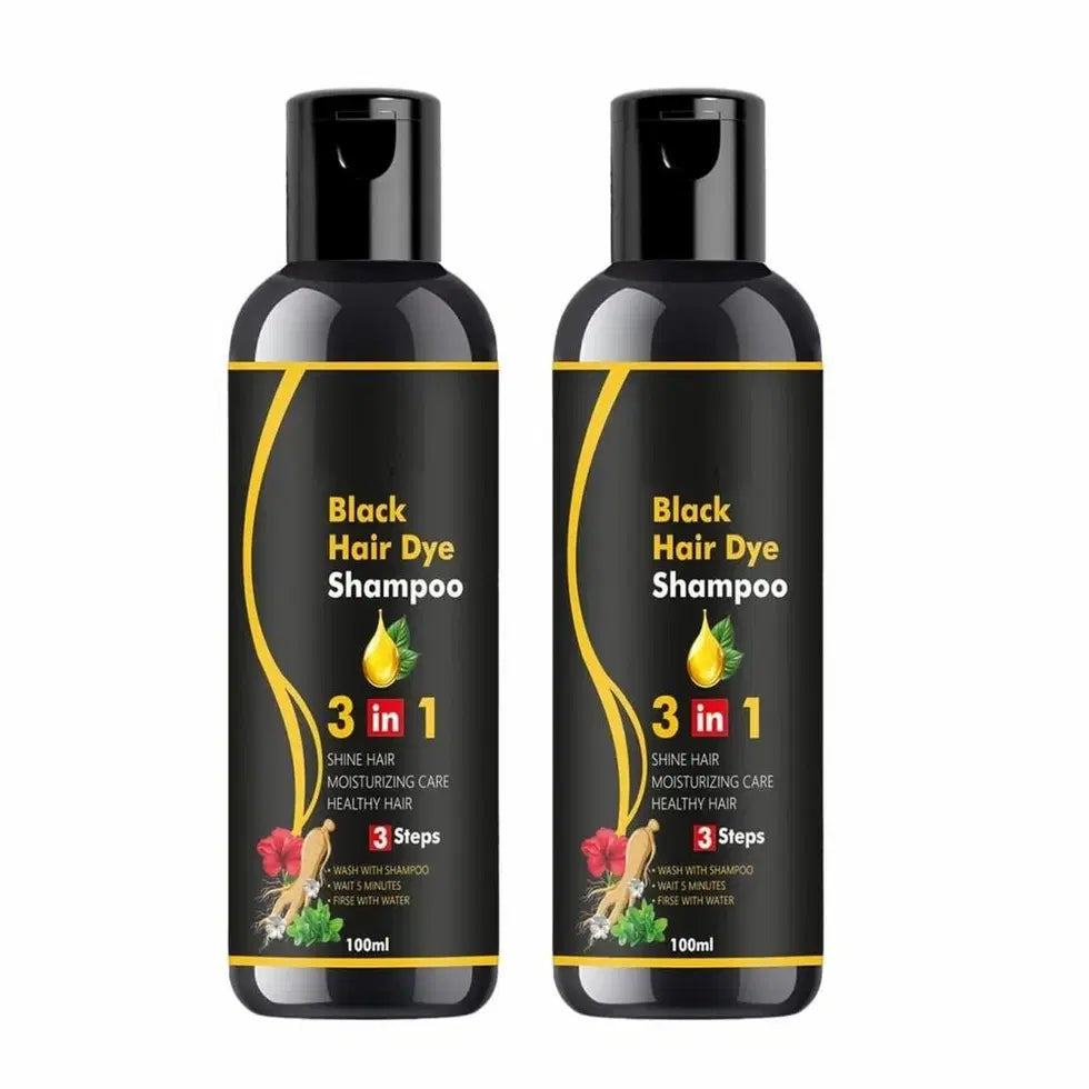 Black Hair Dye Shampoo 3 in 1 (Pack of 2)