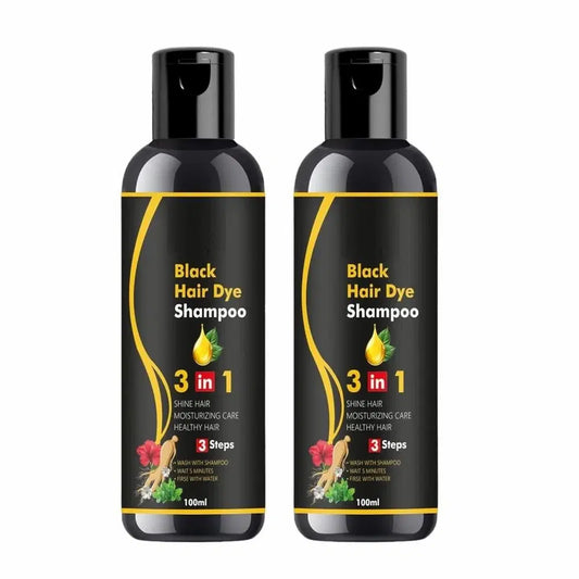 Black Hair Dye Shampoo 3 in 1 (Pack of 2)