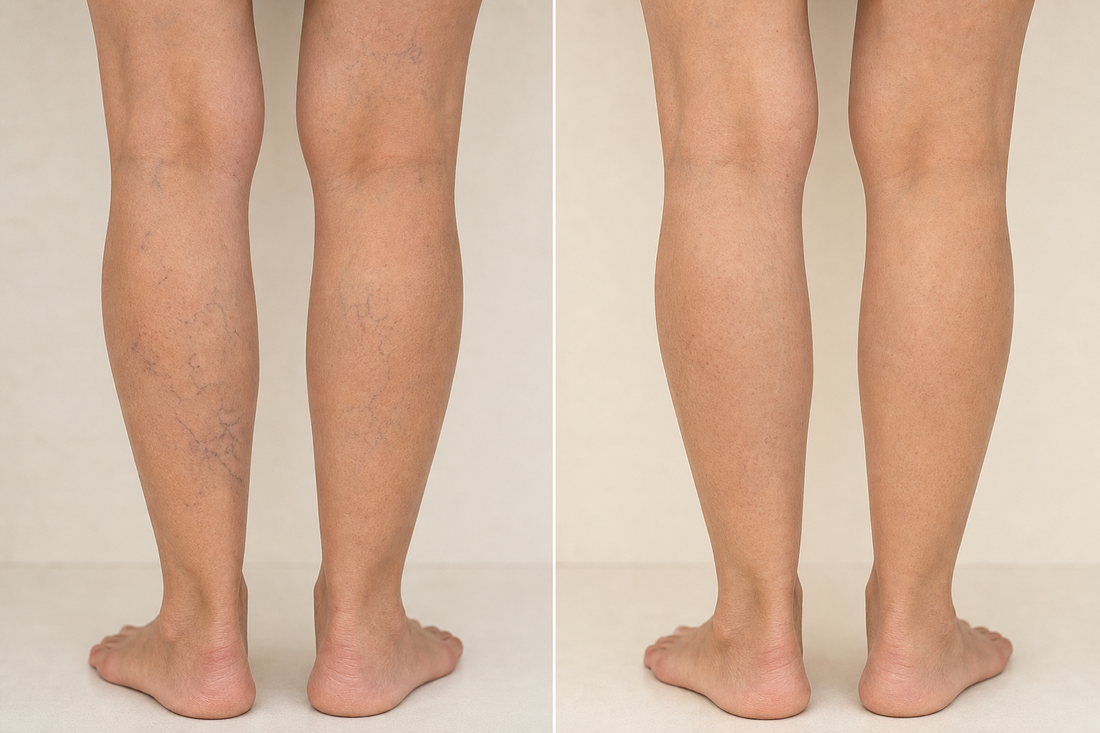 Demonstrative before and after leg comfort visual